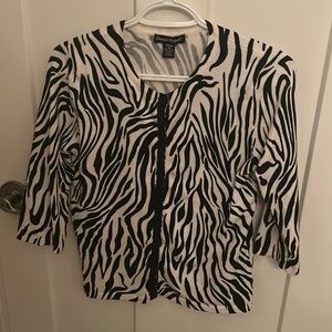 Zebra Print Designers Originals cardigan, size petite small